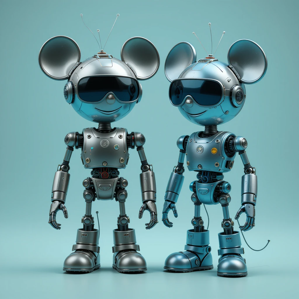 Futuristic illustration of r  twins Mouse in the form of a robot, symbolizing modern technological and AI trends