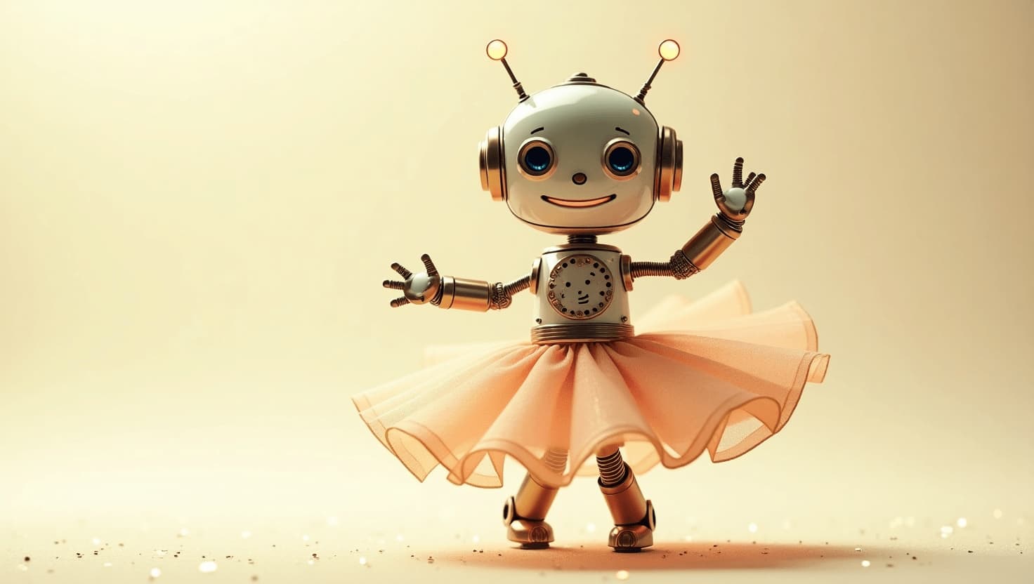 An illustration of a robot smart toy ballerina dancing